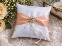 Luxusní saténový polštářek na snubní prstýnky Rose Gold...